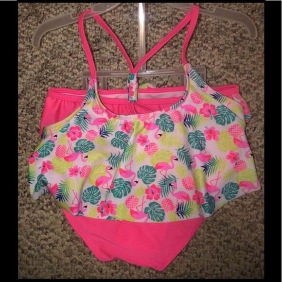 Real Love Sz S (6/6X) Girls Tropical Flamingo Bikini Swimsuit NEW NWT - Picture 1 of 2